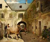 Franz Wenzel Schwarz, The return to the farm, oil on panel