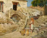 Adolfo Carlo Barone, Feeding time, oil on canvas
