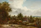 Norfolk cottages by English School, oil on canvas, offered Nov 2018