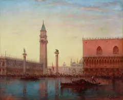 A view of Piazza San Marco from across the lagoon, Venice by Charles Clément Calderon, oil on canvas, offered Nov 2018