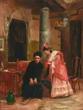 Jehan Georges Vibert, The startling confession, oil on canvas