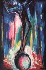 Auf der Kugel by Helmut Middendorf, 1984, Dispersion und Öl auf Leinwand, sold Jun 2009