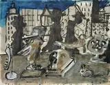 N.Y. Fenster by Markus Lüpertz, 1984, Öl auf Velin, sold Nov 2009