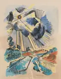 Max Pechstein, Strahlende Sonne, 1923, Lithografie auf Papier, aquarelliert