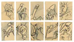 Bernhard Blume, Ich & Du, ew'ge Ruh, 1983, 28 Zeichnungen in 3 Rahmen. Jeweils Filzstift und Bleistift auf Papier