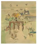 Marta Hegemann, Landschaft mit Brücke, 1927, Aquarell über Bleistift auf Velin