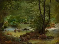 Am Waldbach by Eduard Wilhelm Pose, 1831, Öl auf Leinwand auf Holz, sold Jun 2015