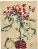 Blume mit Roten Blüten by Christian Rohlfs, 1916, Wassertempera auf Papier, sold Nov 2014