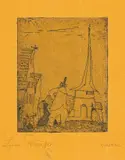 Lyonel Feininger, Masken, 1912, Radierung auf gelbem Bütten
