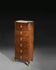 Canabap, Chiffonière, Um 1780, Mahagoni, massiv und furniert auf Eiche; Marmor; Bronze, feuervergoldet