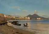 Christian Wilberg, Die Bucht von Neapel mit dem Vesuv, Um 1872, Öl auf Leinwand