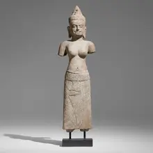 Cambodian School, Figure of Uma, carved stone