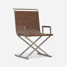 attribution Ward Bennett, Chair, c. 1965, leather, chrome-plated steel