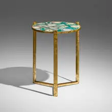 Contemporary, Specimen occasional table, c. 1990, agate, brass-plated steel