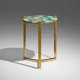 Contemporary, Specimen occasional table, c. 1990, agate, brass-plated steel