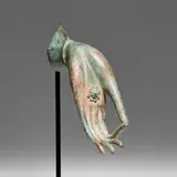 Southeast Asian, Vitarka Mudra hand of Buddha, patinated bronze