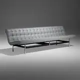 Erwine & Estelle Laverne, Sofa, model 8/FC, 1953, chrome-plated steel, enameled steel, leather