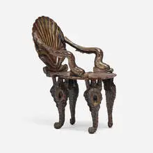 Venetian, Grotto chair, painted plaster and wood