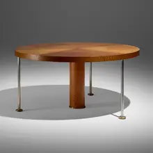 Ettore Sottsass, Ospite table, 1984, briar root veneer, silver-plated brass