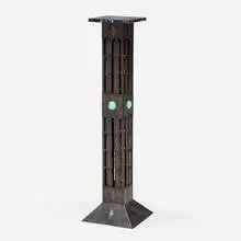 Jugendstil, Pedestal, iron, marble, glass