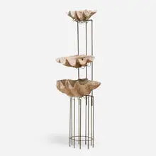 Clamshell jardinières with stand by Tony Duquette, fiberglass, metal, sold Mar 2026