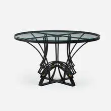 Arturo Pani, Dining table, c. 1970, glass, lacquered iron, brass