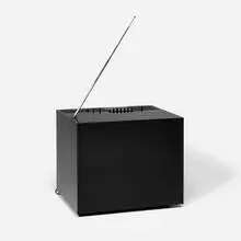 Black ST 201 television by Marco Zanuso and Richard Sapper, 1969, plastic, chrome-plated steel, sold Jul 2026