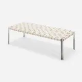 Erwine & Estelle Laverne, Bench, c. 1955, leather webbing, chrome-plated steel