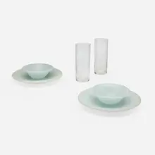 Russel Wright, Collection of Snow Glass tableware, c. 1949, glass