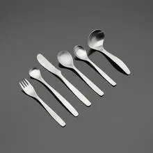Russel Wright, Pinch flatware service, 1950, stainless steel