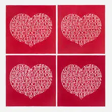 Alexander Girard, International Love Heart panels, set of four, 1972, screenprint on acrylic/cotton blend