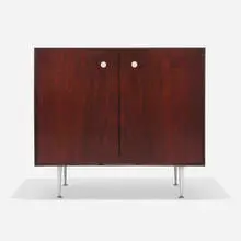Thin Edge cabinet by George Nelson & Associates, 1955, rosewood, aluminum, enameled steel, sold Jun 2026