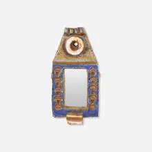 Les Argonautes, Wall-hanging mirror, c. 1960, glazed earthenware, mirrored glass