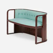Josef Hoffmann, Settee, model 421/C, c. 1906, mahogany, upholstery, brass