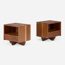 George Nakashima, Swett nightstands, pair, 1961, American black walnut