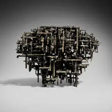 James Bearden, Cathedral form, 2023, torch-cut steel with metallic polywash finish