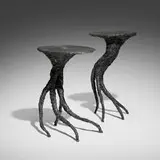 James Bearden, Medusa occasional tables, set of two, 2025, plasma-carved steel with metallic polywash finish