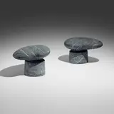 Byung Hoon Choi, Afterimage of Beginning (01-098) occasional tables, pair, 2001, Black Marquina marble