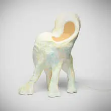 Xiao Mao, Whisperer table lamp, 2023, plaster, acrylic paint, ceramic, wire