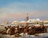 Heinrich Eduard Müller, St. Petersburg in winter, oil on canvas