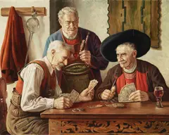 Ulrich Eichinger, A game of cards, oil on canvas