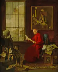 Franz Xaver Wolf, An engrossing letter, oil on board