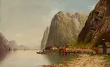 Olaf Petersen, A Norwegian fjord, oil on canvas