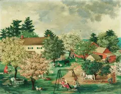 Doris Emrick Lee, A farm in spring, oil on canvas