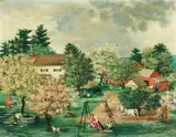Doris Emrick Lee, A farm in spring, oil on canvas