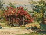 Louis Aston Knight, A floral covered path leading to the sea, Jamaica