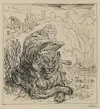 St. Hieronymus (St. Jerome) by Alfred Kubin, c. 1923, Ink and pen drawing on ivory laid paper, offered Nov 2018