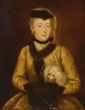 Antoine Pesne, A portrait of a lady with a small dog, oil on canvas