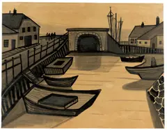 Ernst Schroeder, Hafenbecken, Um 1953, Tuschpinsel auf Papier