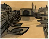 Ernst Schroeder, Hafenbecken, Um 1953, Tuschpinsel auf Papier